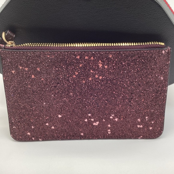 Coach Boxed Small Wristlet With Heart Glitter Raspberry Red BN w/ Tags - No Box - Picture 7 of 12